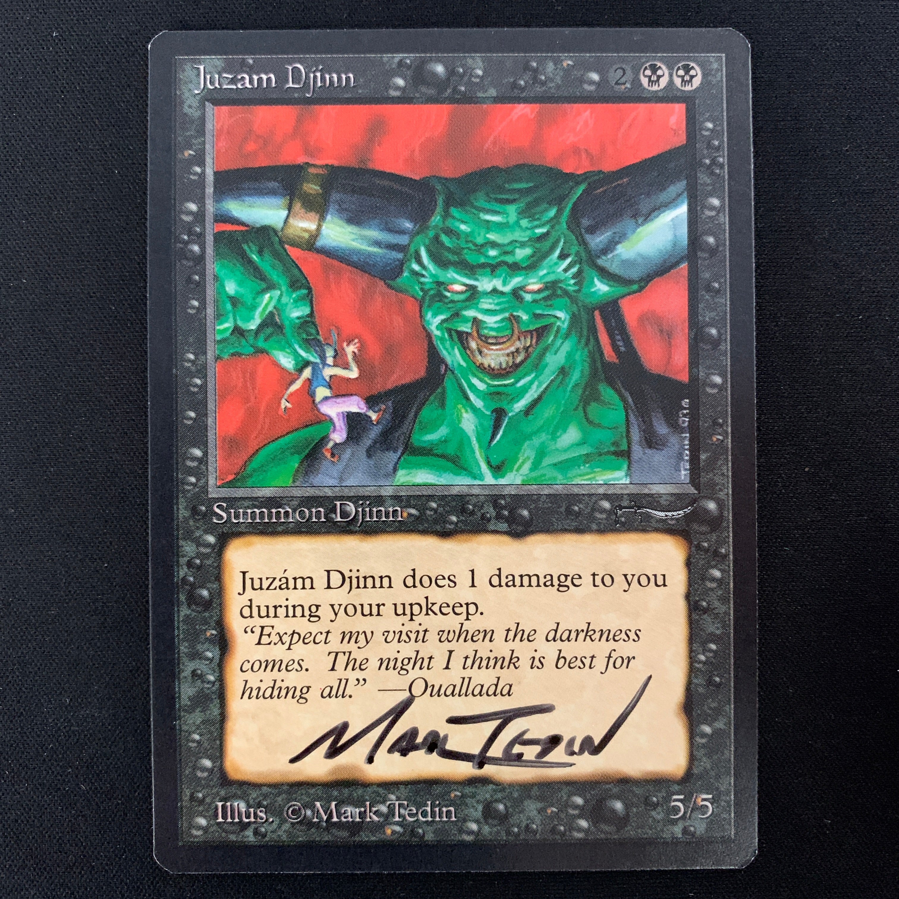 MTG Singles - Juzam Djinn - Arabian Nights - NM - SIGNED - 24984
