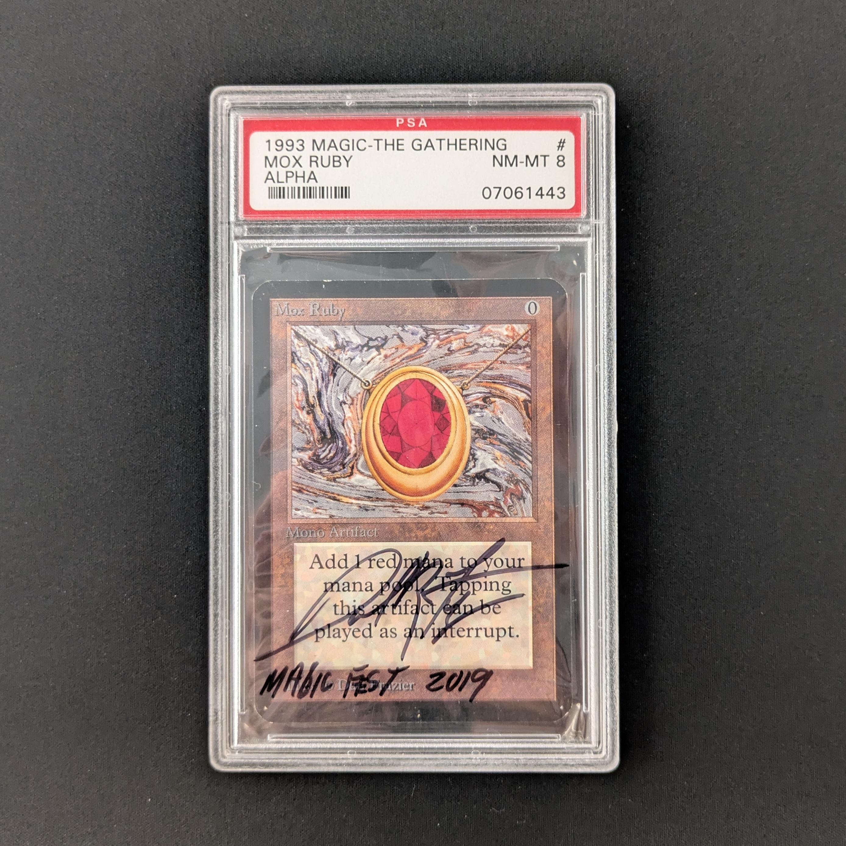 MTG Singles - Mox Ruby - Alpha - PSA 8 - SIGNED CASE - 26114