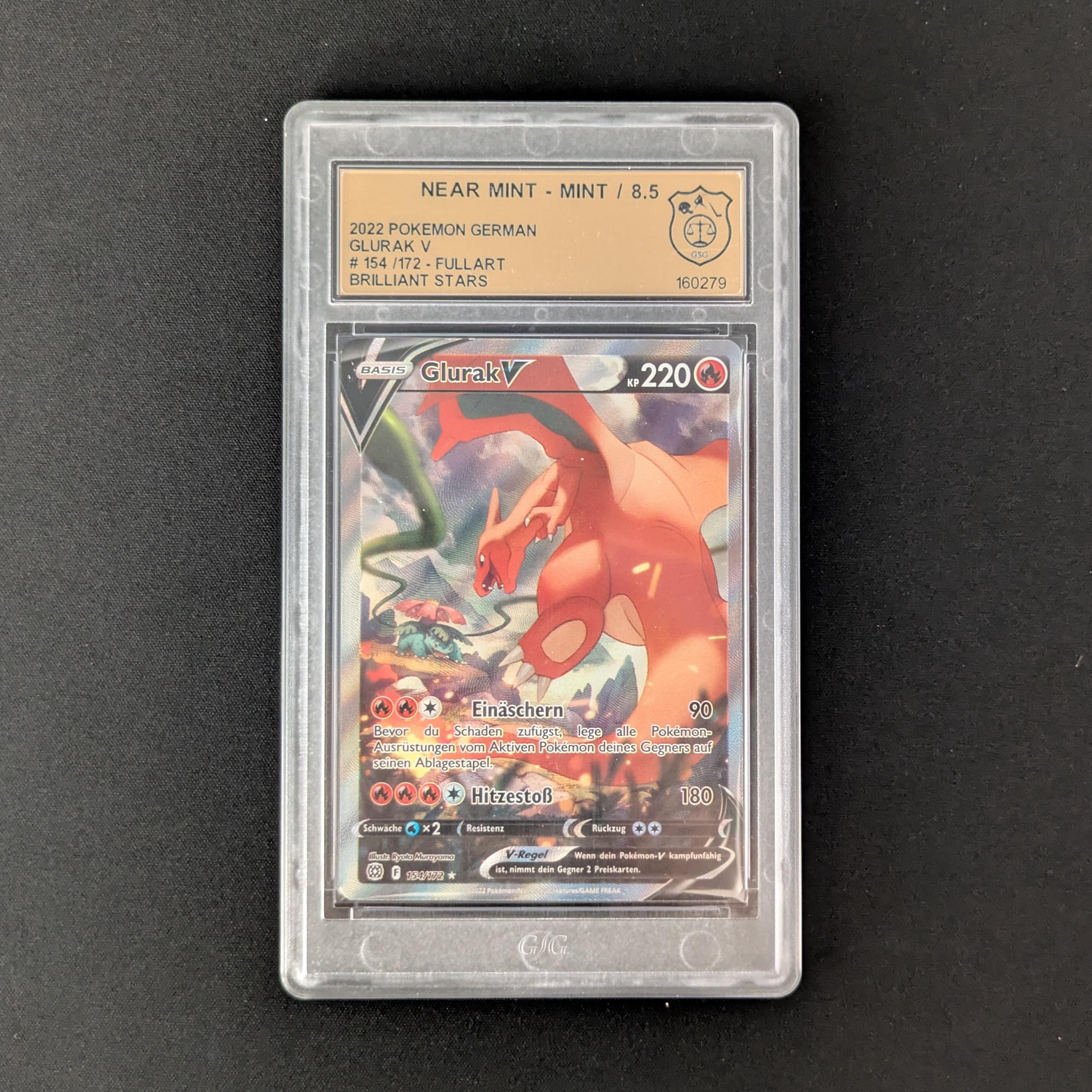 PTCG Singles - Charizard V (BRS 154) - Brilliant Stars - German - GSG 8.5 - 27650