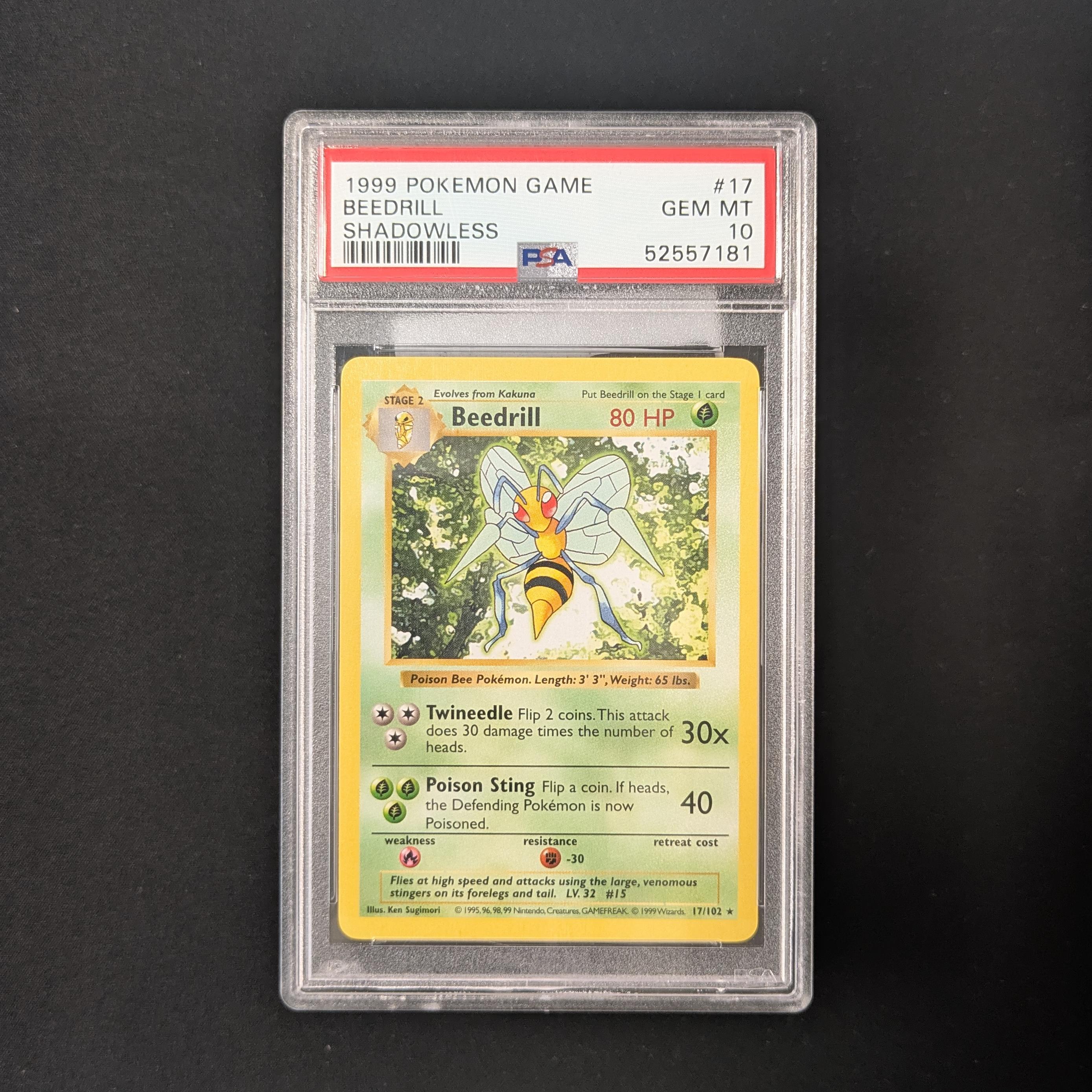 Beedrill (BS 17) - Base Set - English - PSA 10 - SHADOWLESS