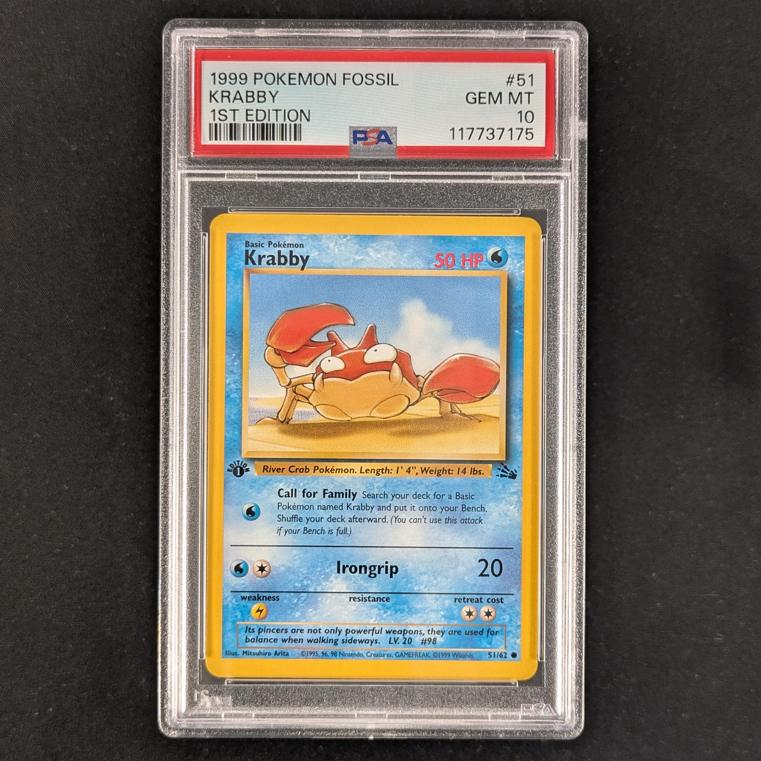 PTCG Singles - Krabby (FO 51) - Fossil - English - PSA 10 - 31077