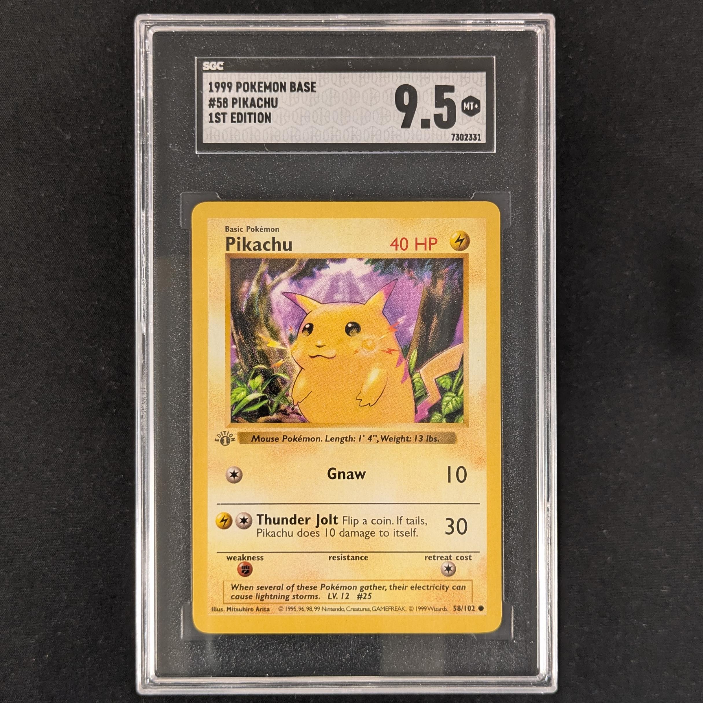 PTCG Singles - Pikachu (Shadowless) (BS 58) - Base Set - English - SGC 9.5 - 31084