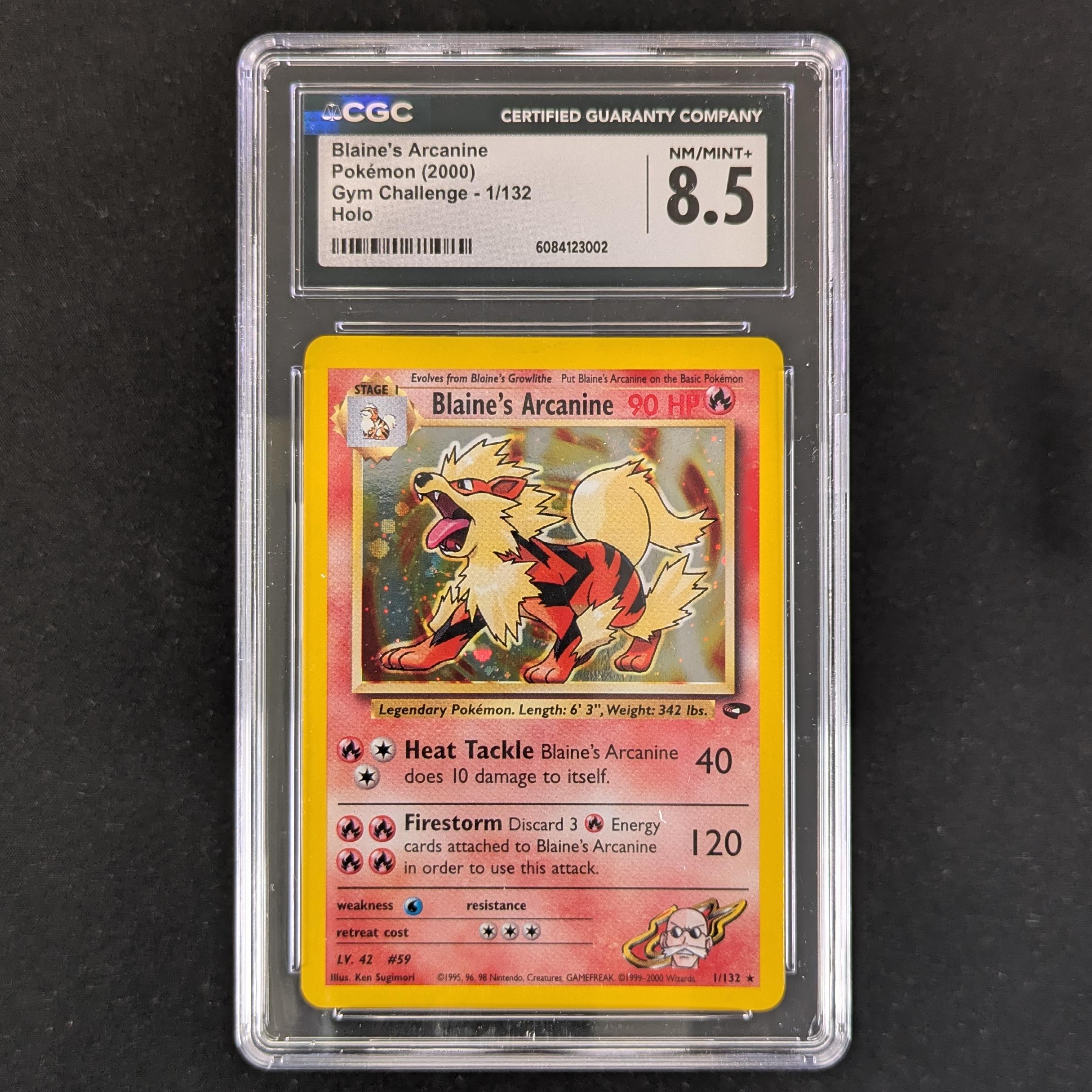 PTCG Singles - Blaine's Arcanine (GC 1) - Gym Challenge - English - CGC 8.5 - 31088