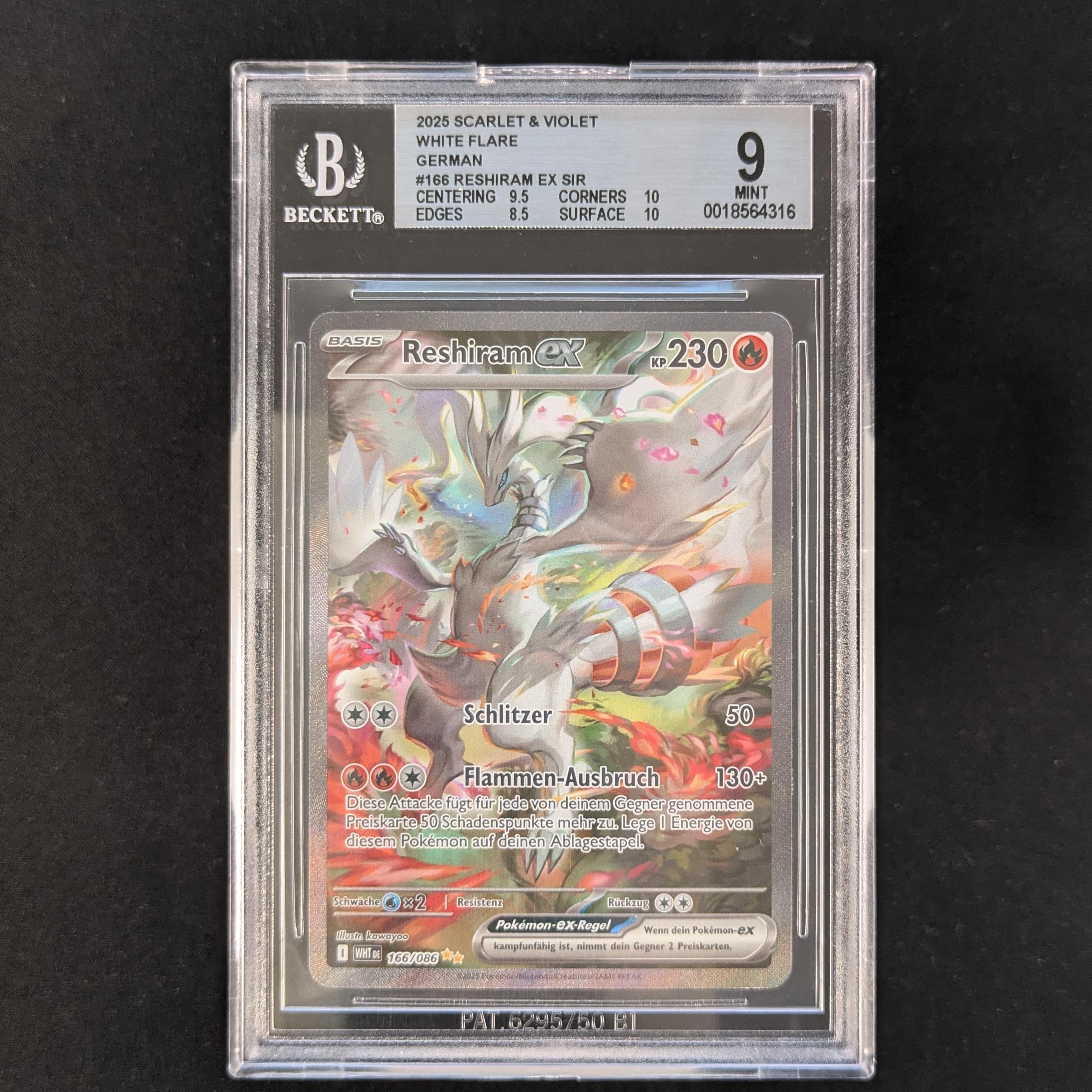 Reshiram EX (WHT 166) - White Flare - German - BGS 9