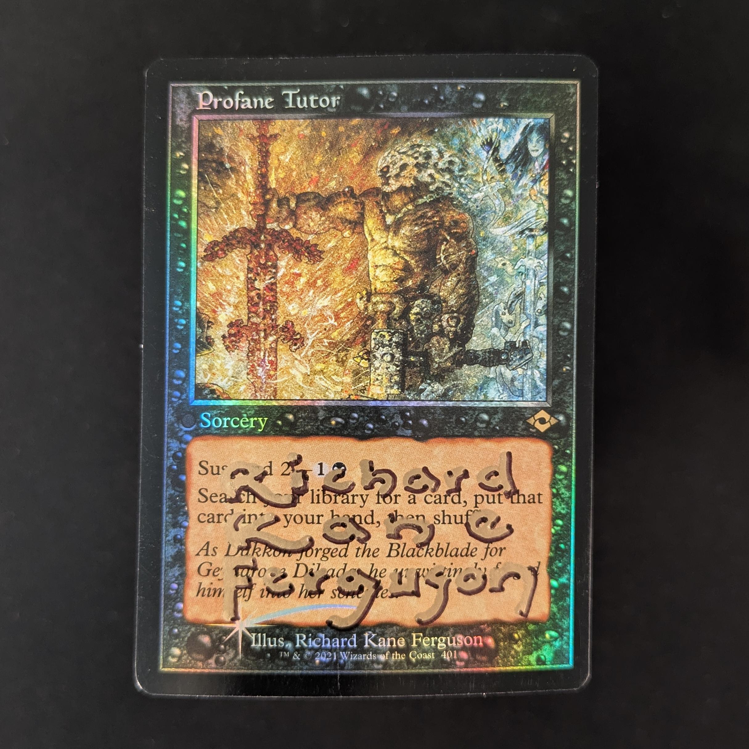 MTG Singles - Profane Tutor Set - Artist Proof - SIGNED; SKETCHED BACK -
