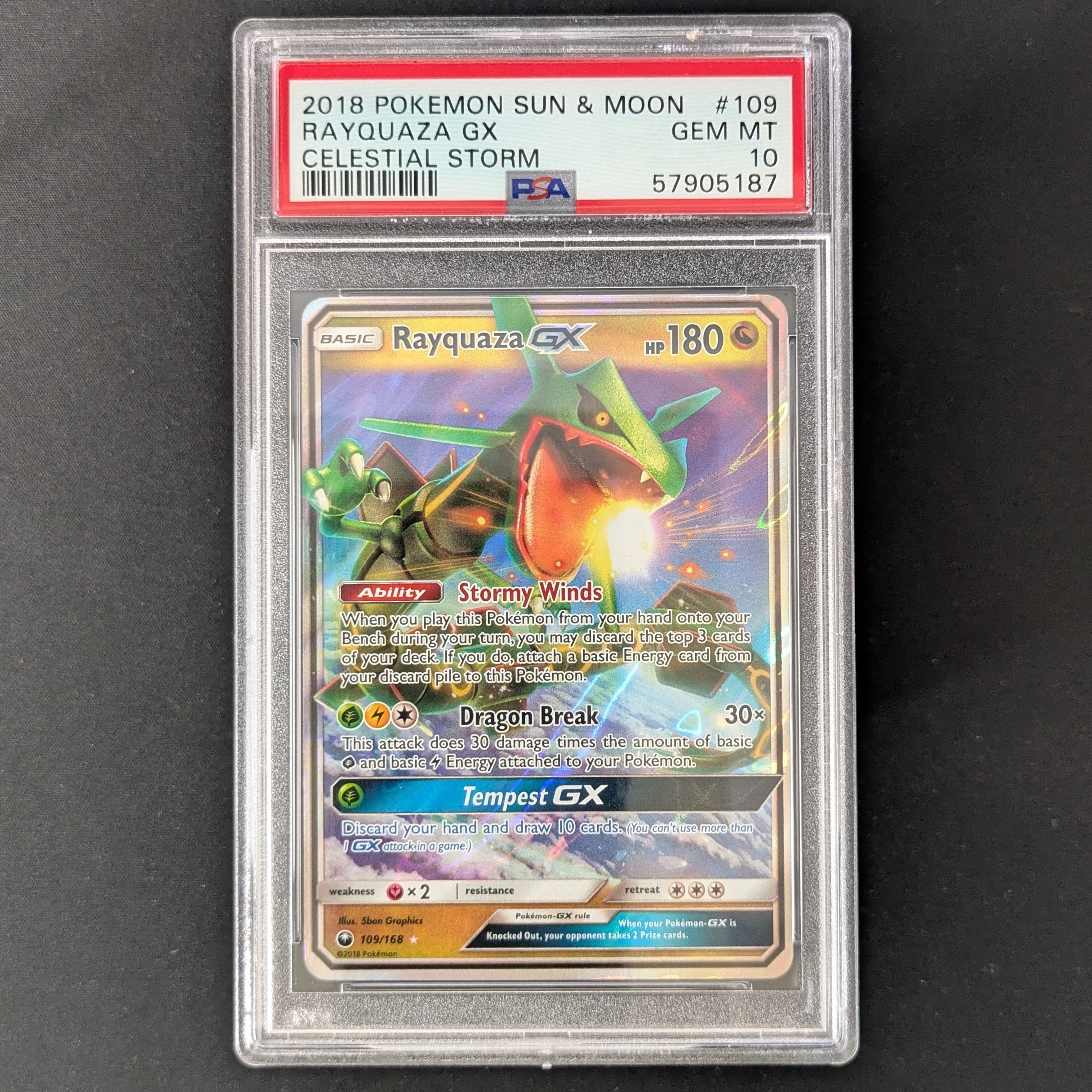 PTCG Singles - Rayquaza GX (CES 109) - Celestial Storm - English - PSA 10 -