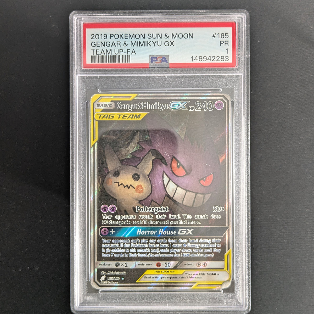 Gengar & Mimikyu GX (TEU 165) - Team Up - English - PSA 1