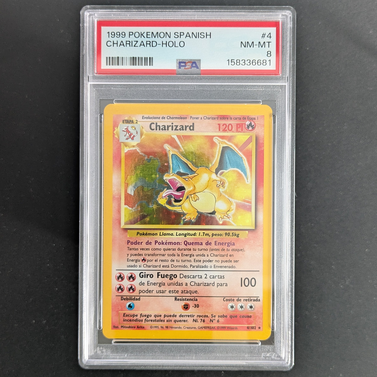 Charizard (BS 4) - Base Set - Spanish - PSA 8