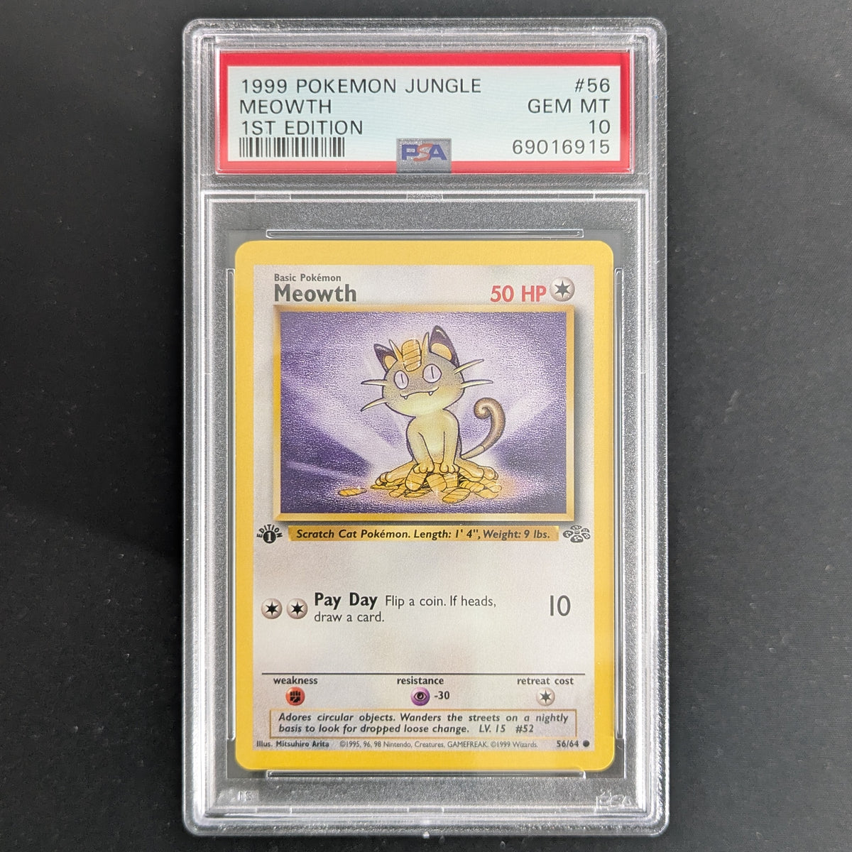 Meowth (JU 56) - Jungle - English - PSA 10 - 1ST EDITION