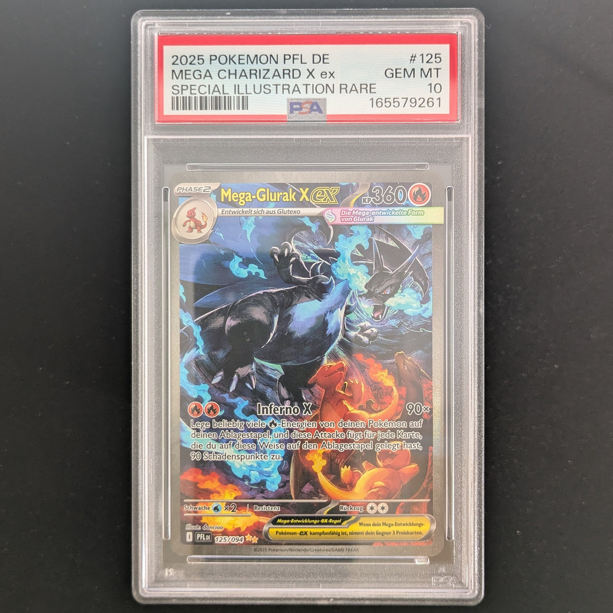 Mega Charizard X ex (PFL 125) - Phantasmal Flames - German - PSA 10