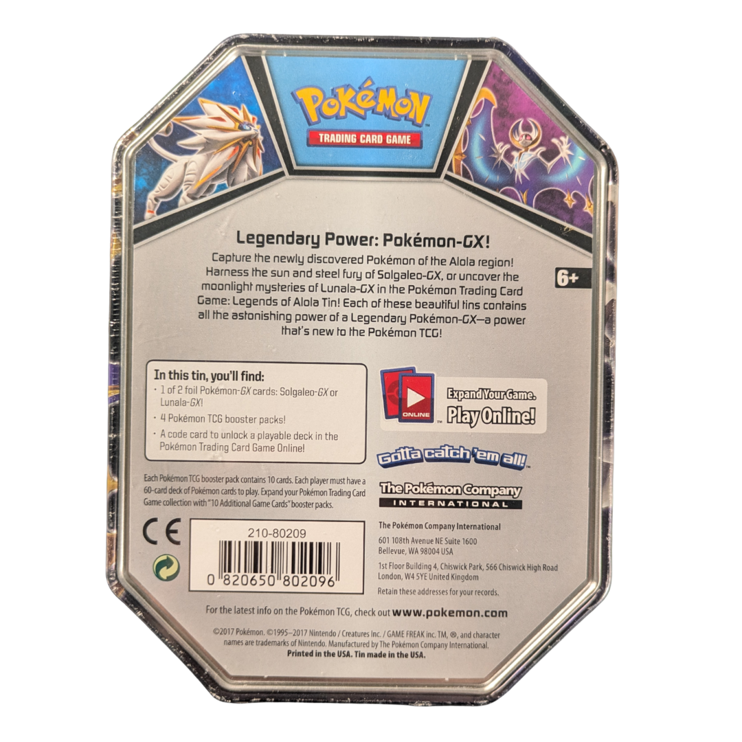 PTCG Sealed Product - Legends of Alola Tins: Solgaleo GX Tin - Pokémon Products - English - Sealed -
