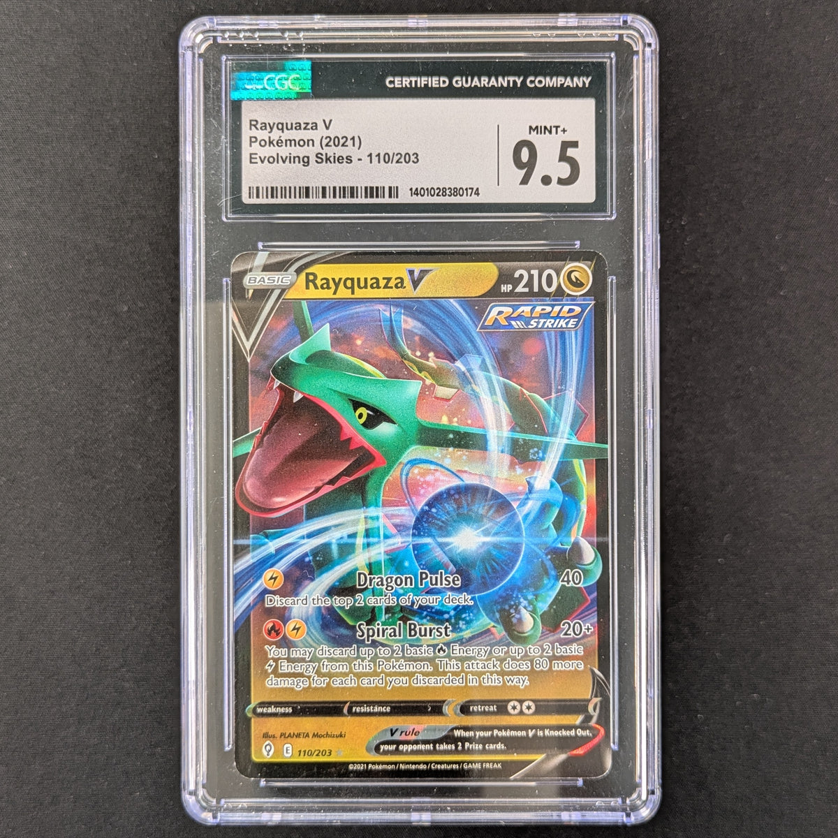 PTCG Singles - Rayquaza V (EVS 110) - Evolving Skies - English - CGC 9.5 -