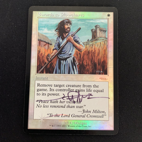 [FOIL] Swords to Plowshares - Friday Night Magic Promos - GD, SIGNED