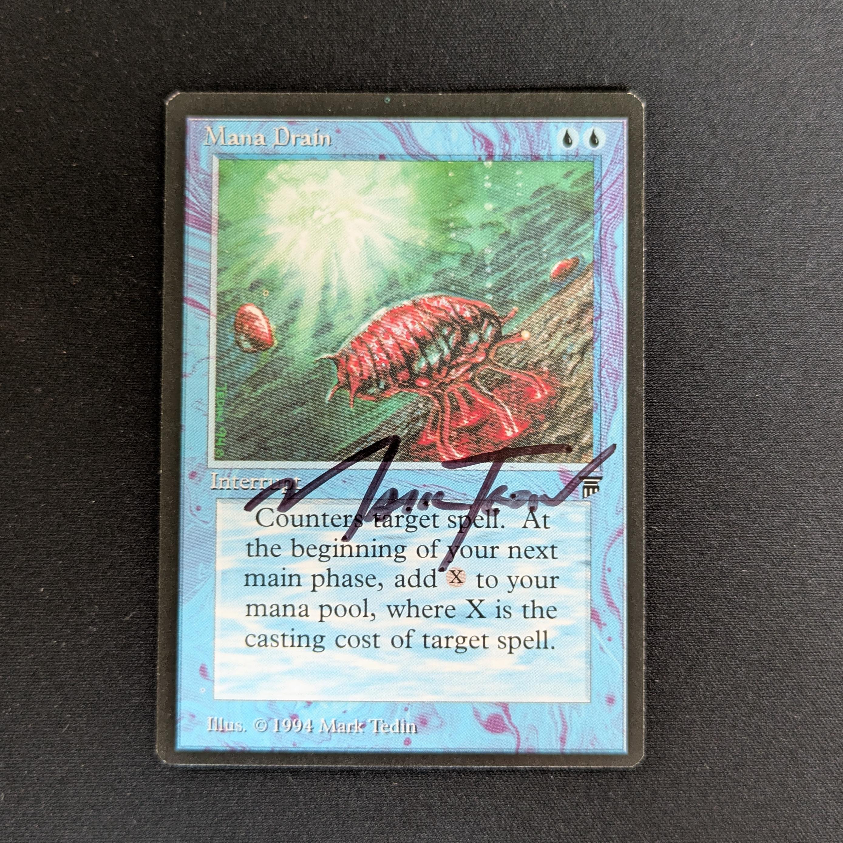 MTG Singles - Mana Drain - Legends - NM - SIGNED - 28252