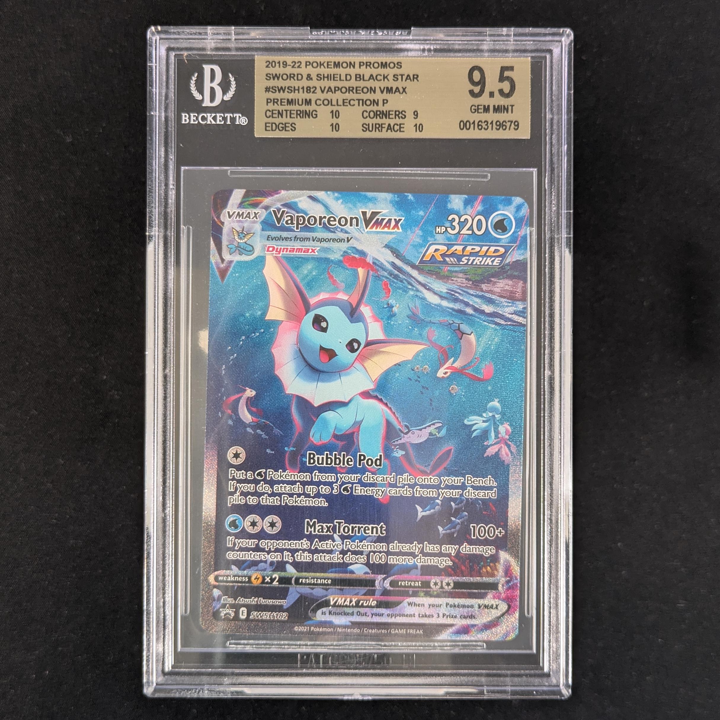 PTCG Singles - Vaporeon VMAX (SWSH 182) - SWSH Black Star Promos - English - BGS 9.5 - 31090