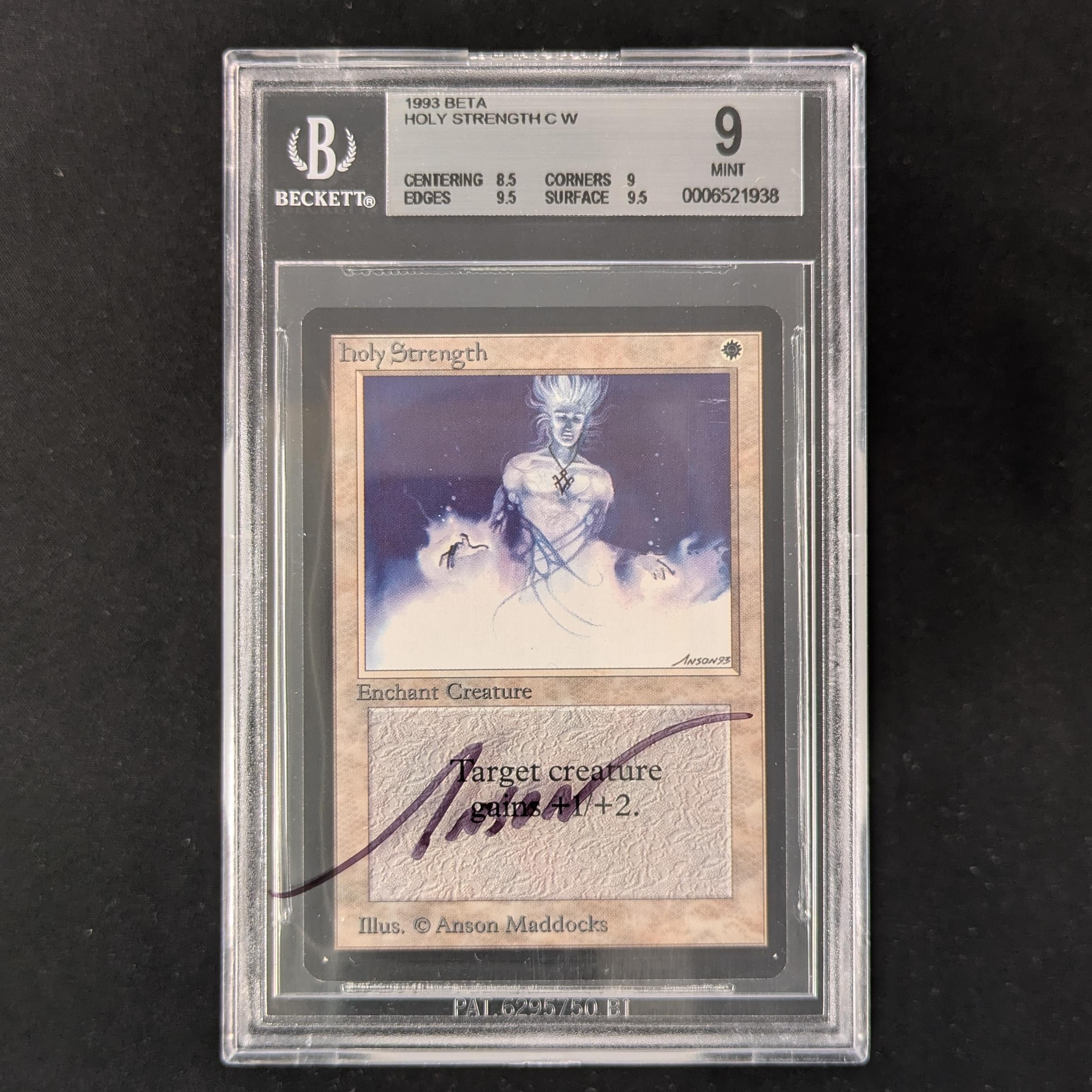 MTG Singles - Holy Strength - Beta - BGS 9, SIGNED SLAB - 