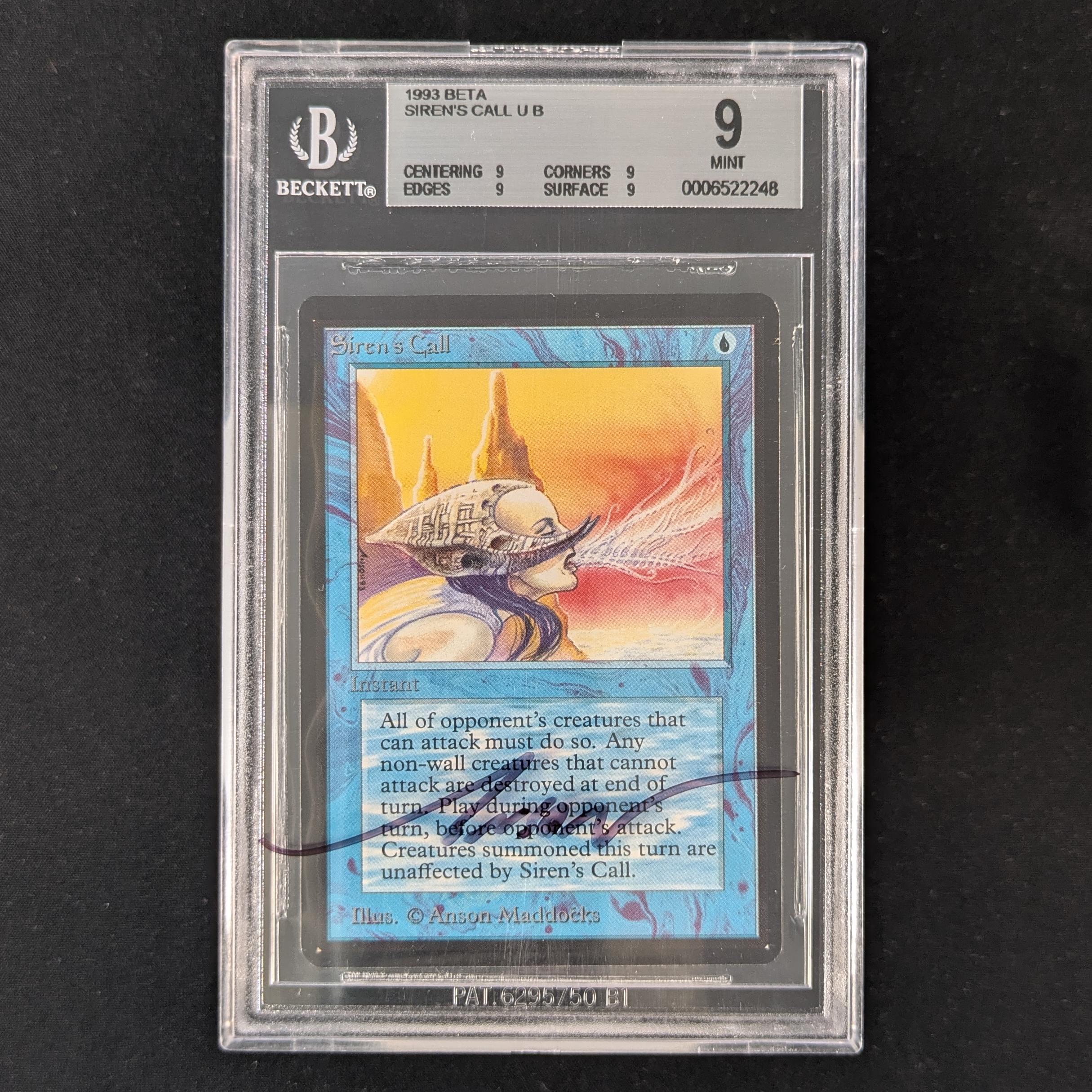 MTG Singles - Siren's Call - Beta - BGS 9, SIGNED ON SLAB - 