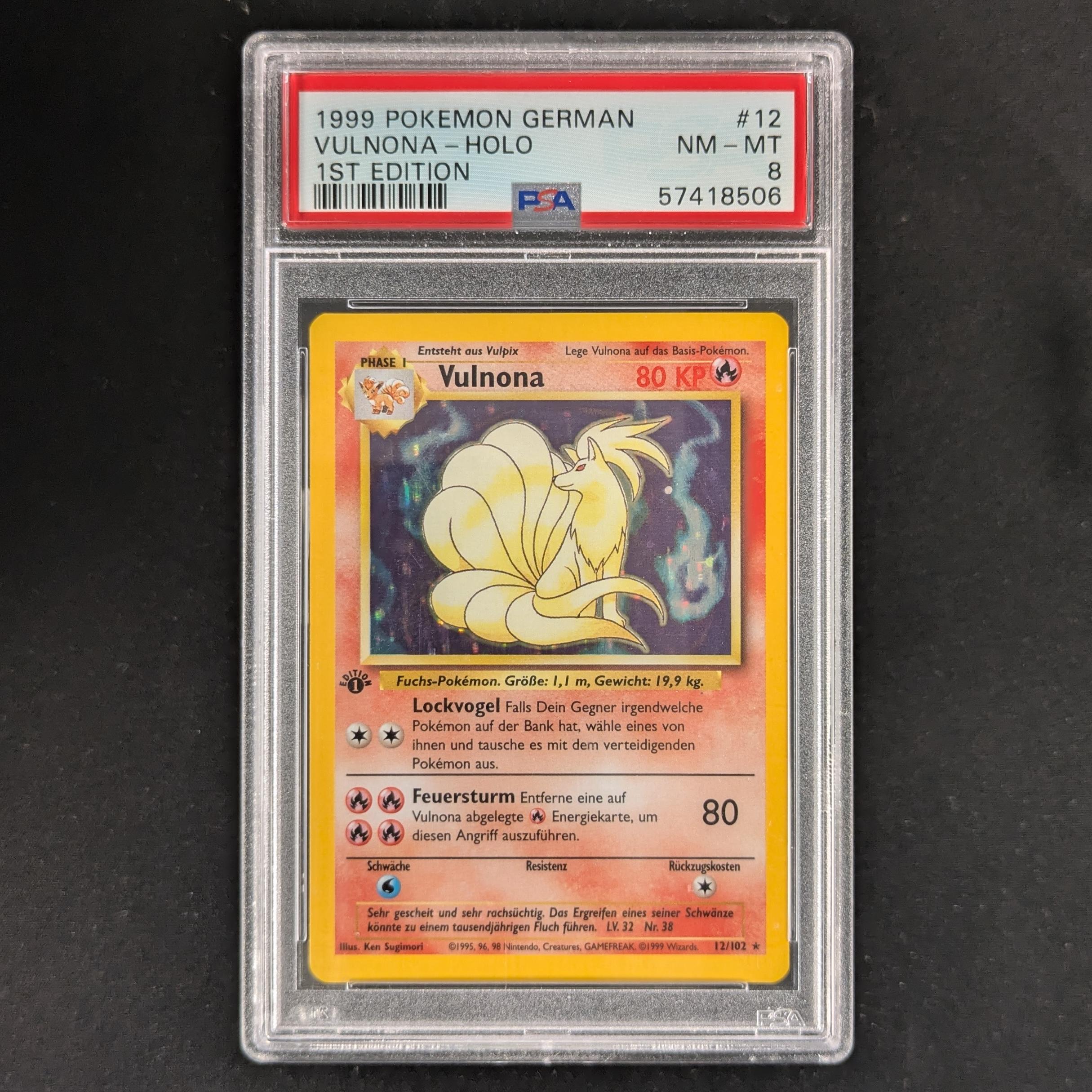 PTCG Singles - Ninetales (BS 12) - Base Set - PSA 8 - First - 