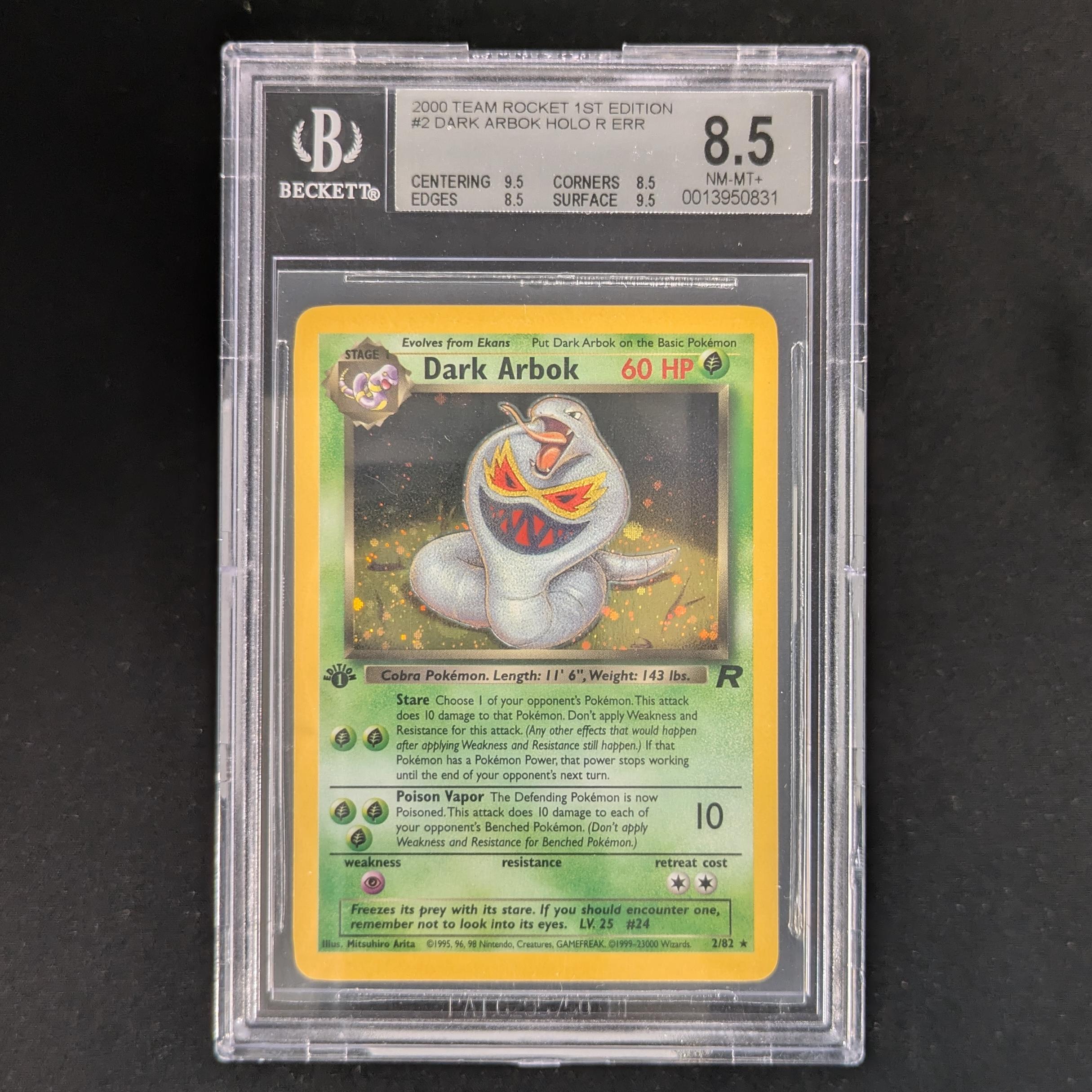 PTCG Singles - Dark Arbok (TR 2) - Team Rocket - BGS 8.5 - 