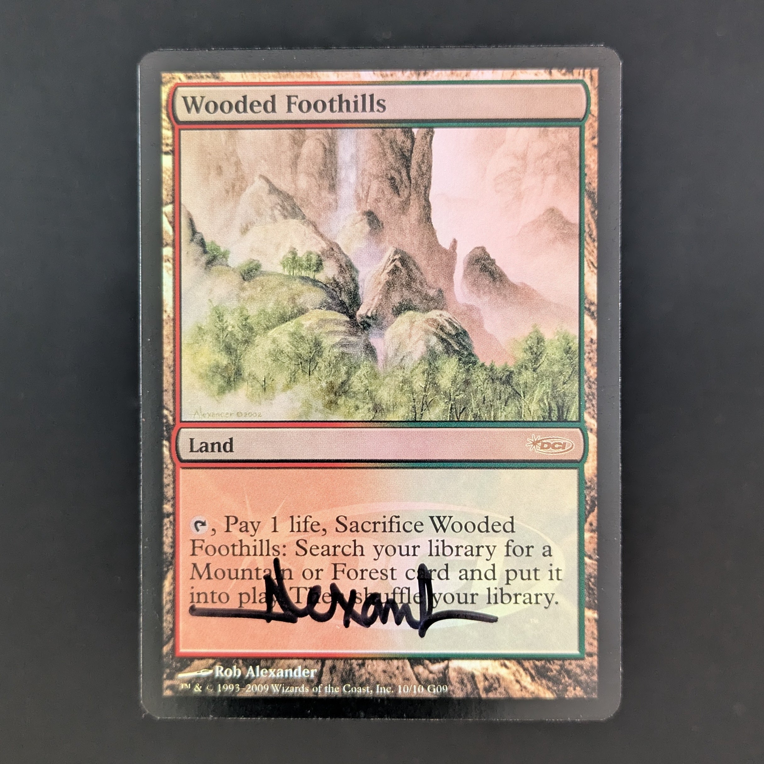 [FOIL] Wooded Foothills - Judge Rewards Promos - English - NM - SIGNED