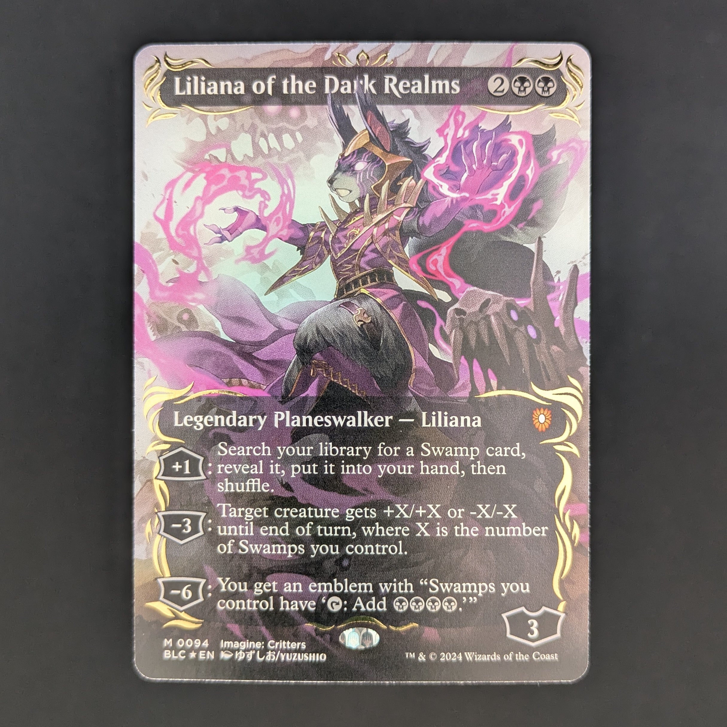 [FOIL] Liliana of the Dark Realms (Borderless) (Raised Foil) - Commander: Bloomburrow: Extras - English - NM