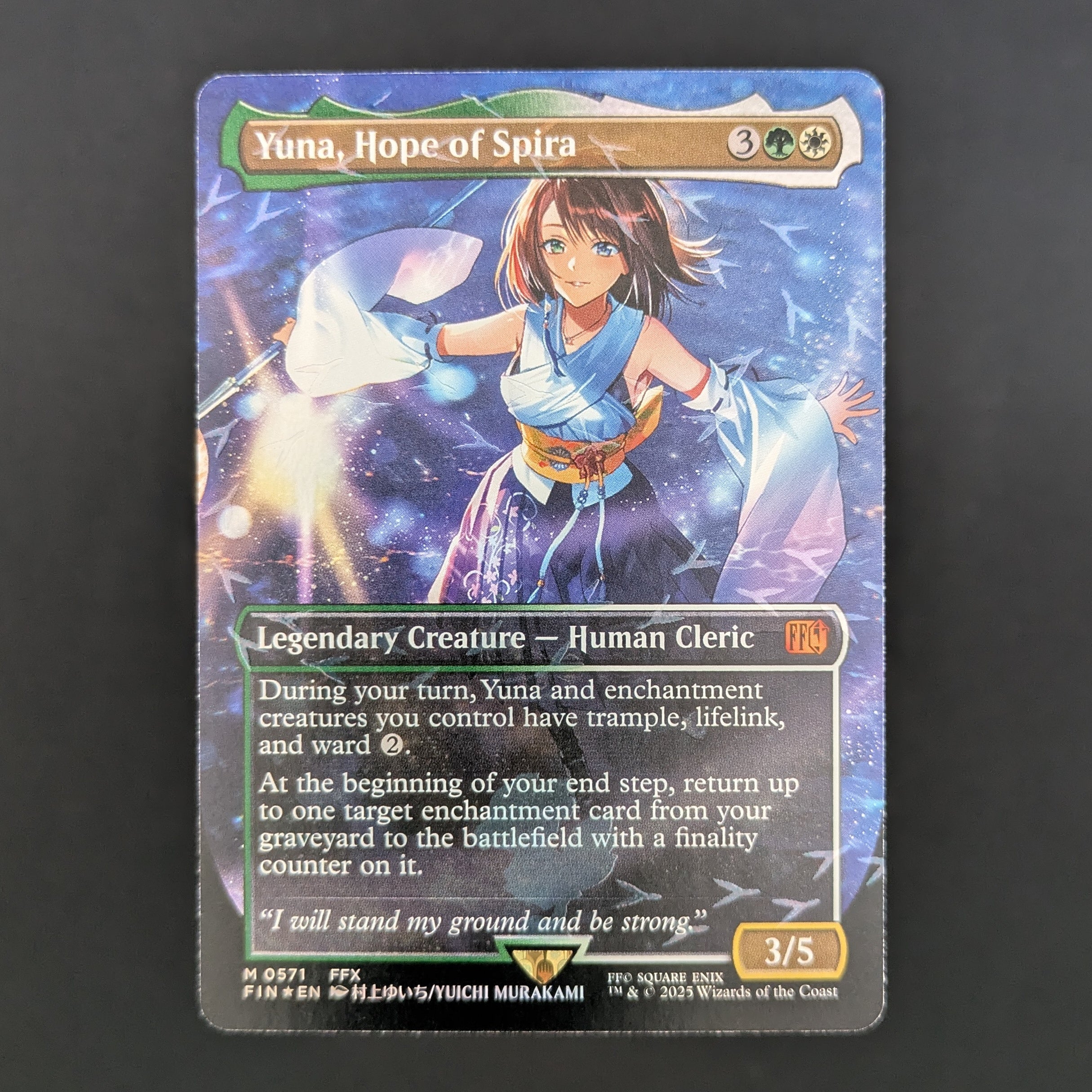[FOIL] Yuna, Hope of Spira (Borderless) (Chocobo Track Foil) - FINAL FANTASY Holiday Release - English - NM