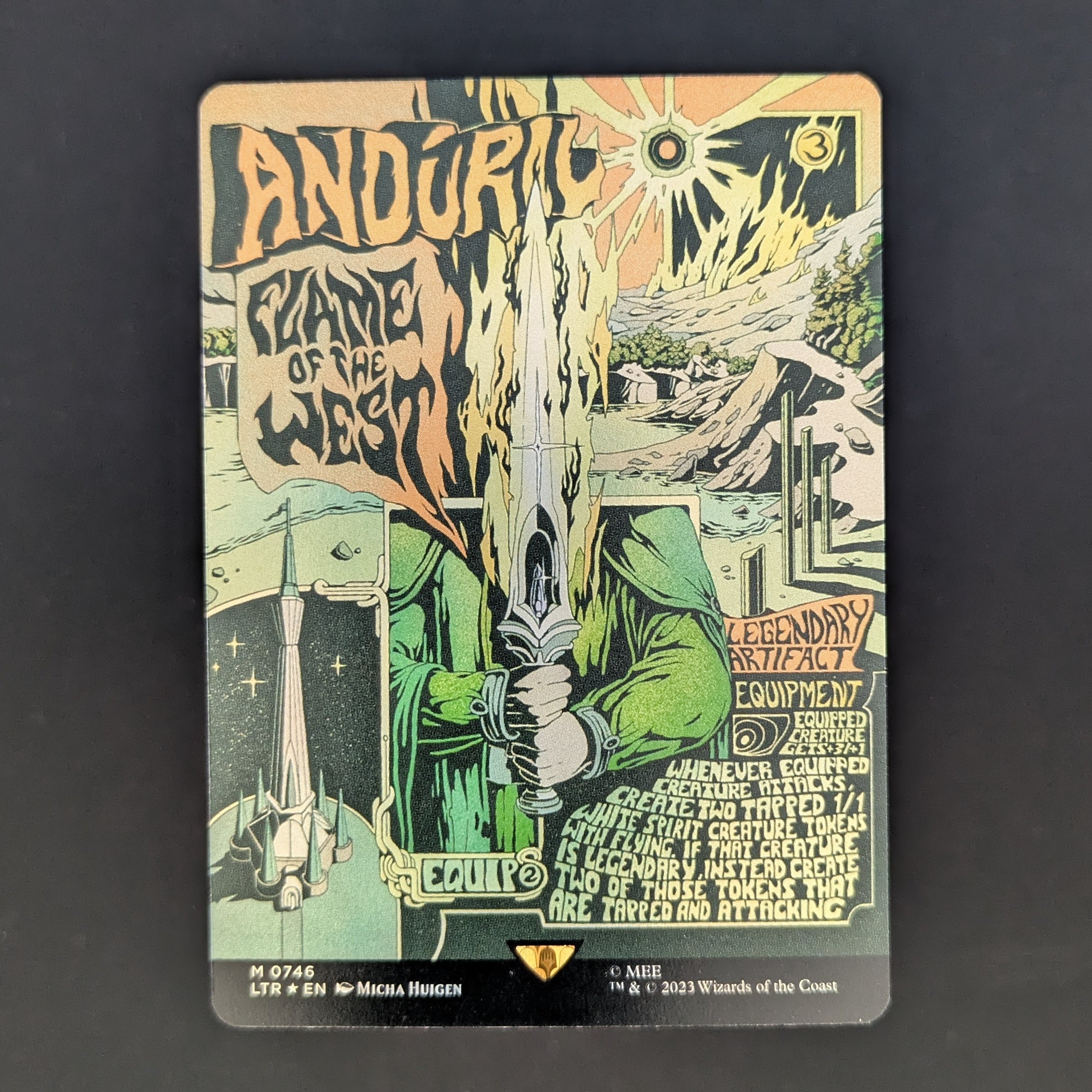[FOIL] Anduril, Flame of the West (Borderless Poster) - The Lord of the Rings: Tales of Middle-earth Holiday Release - English - NM