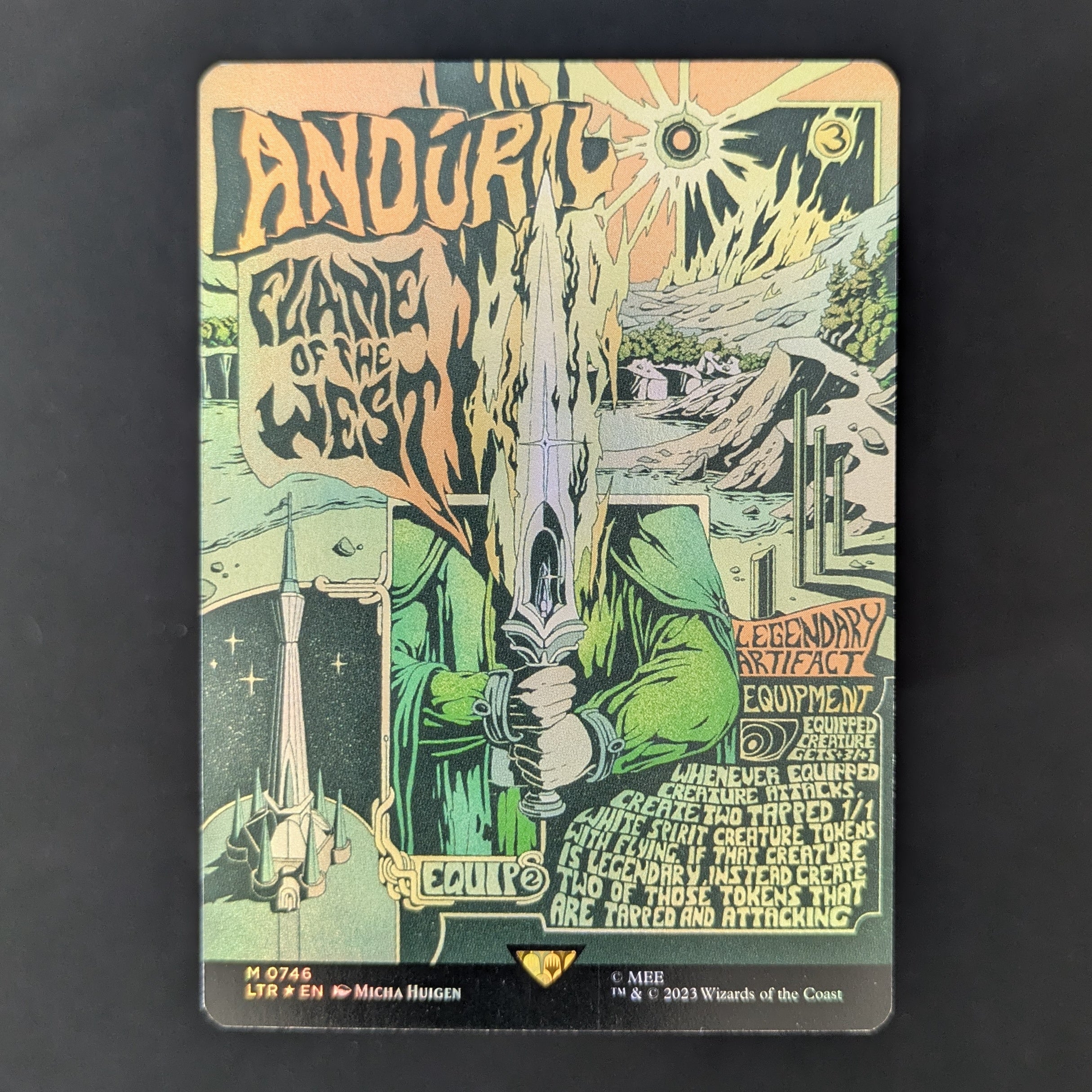 [FOIL] Anduril, Flame of the West (Borderless Poster) - The Lord of the Rings: Tales of Middle-earth Holiday Release - English - EX