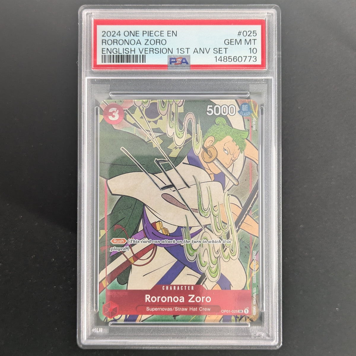 Roronoa Zoro (OP01-025) - Premium Bandai Products - English - PSA 10