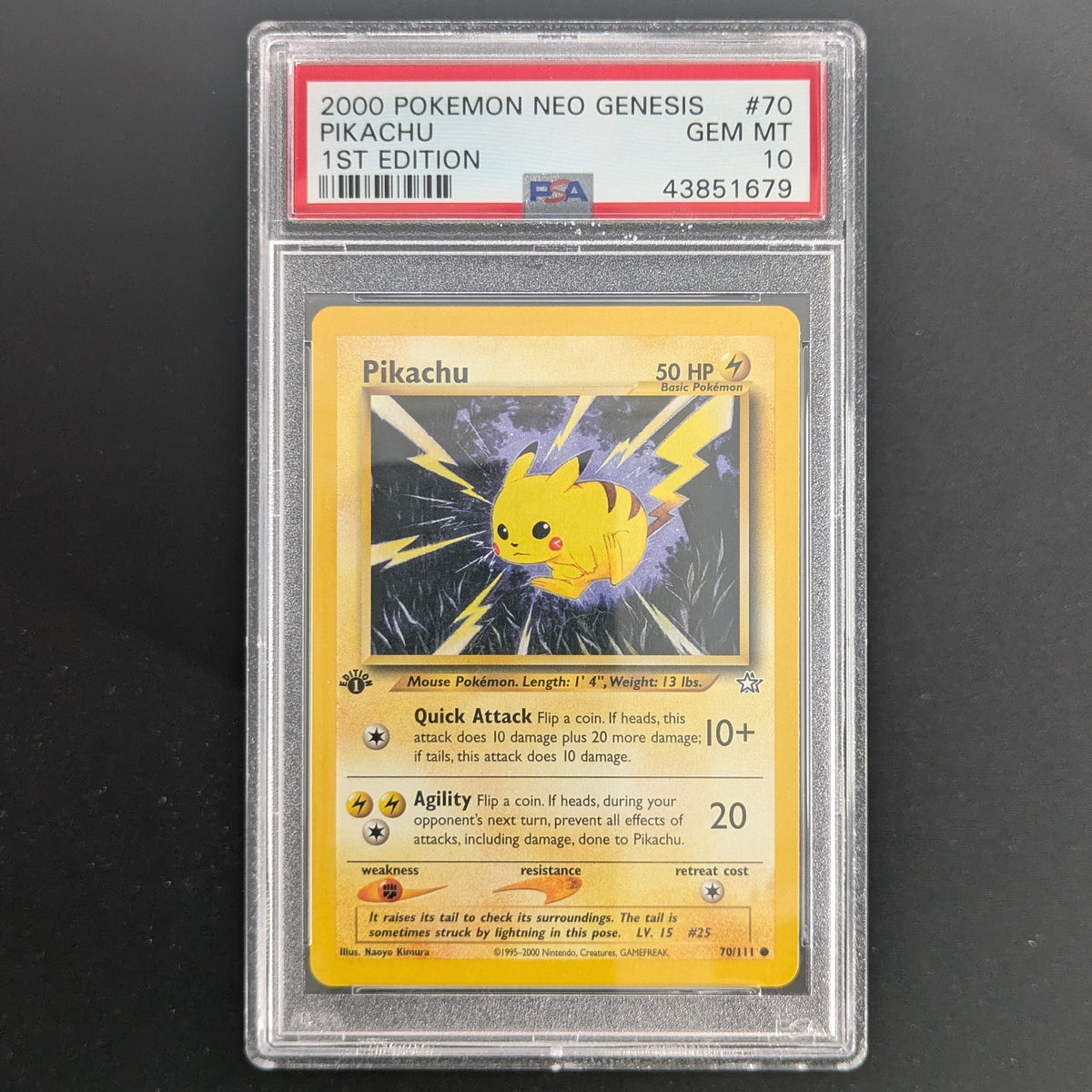 Pikachu (NG 70) - Neo Genesis - English - PSA 10 - 1ST EDITION