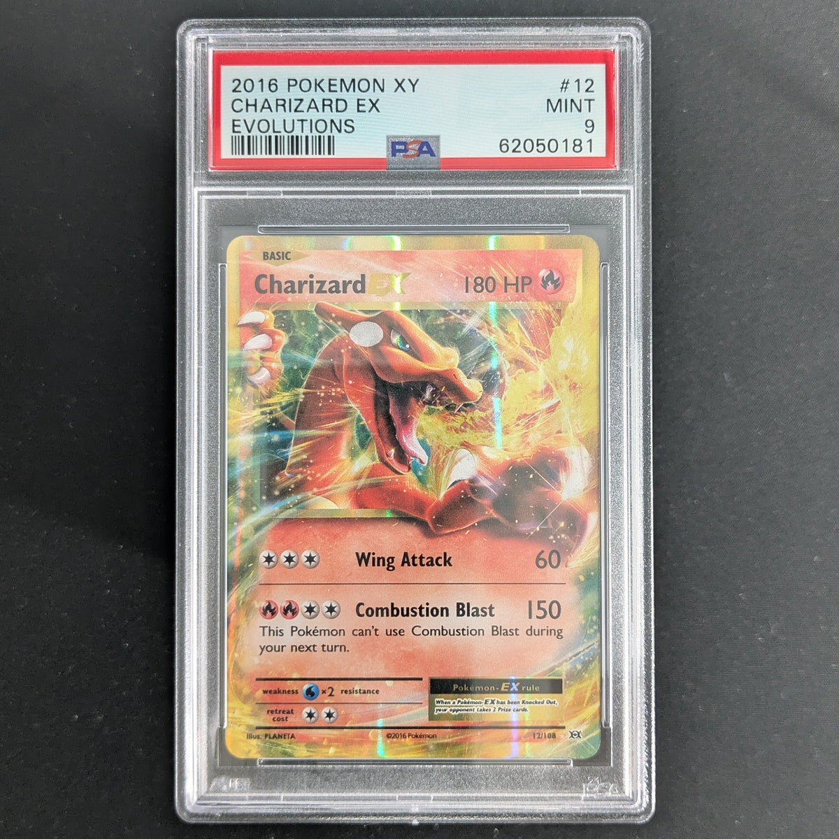 Charizard EX (EVO 12) - Evolutions - English - PSA 9 - INK ERROR