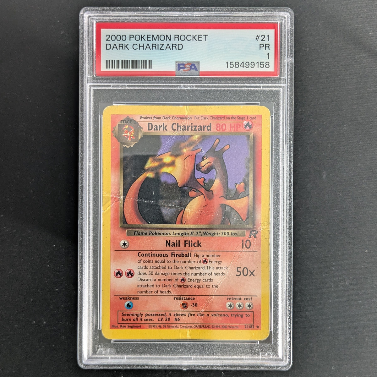 Dark Charizard (TR 21) - Team Rocket - English - PSA 1