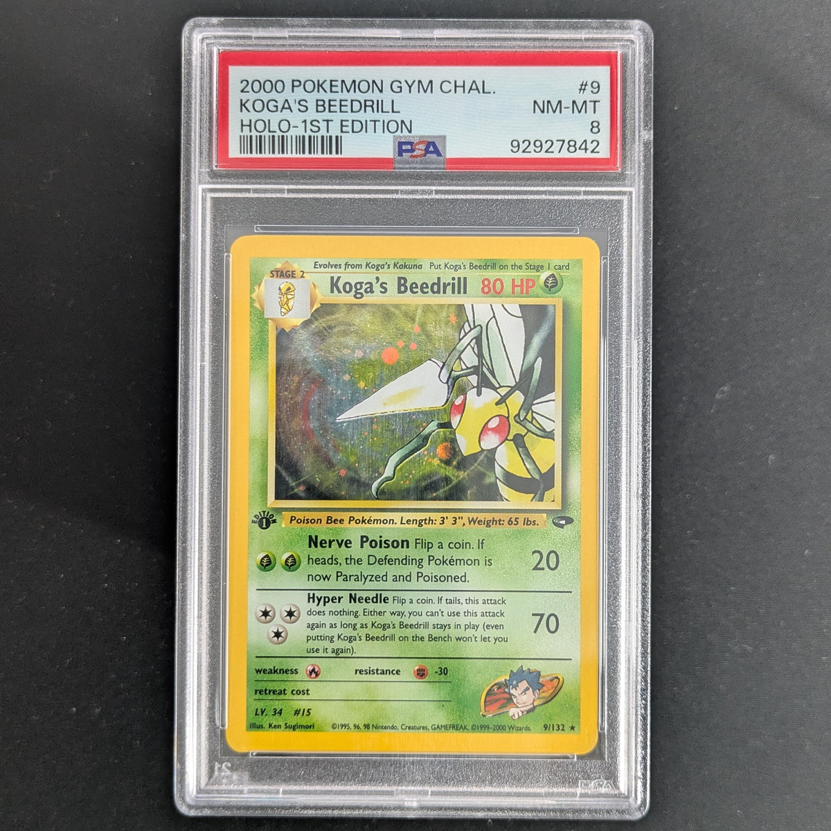 Koga's Beedrill (GC 9) - Gym Challenge - English - PSA 8 - 1ST EDITION
