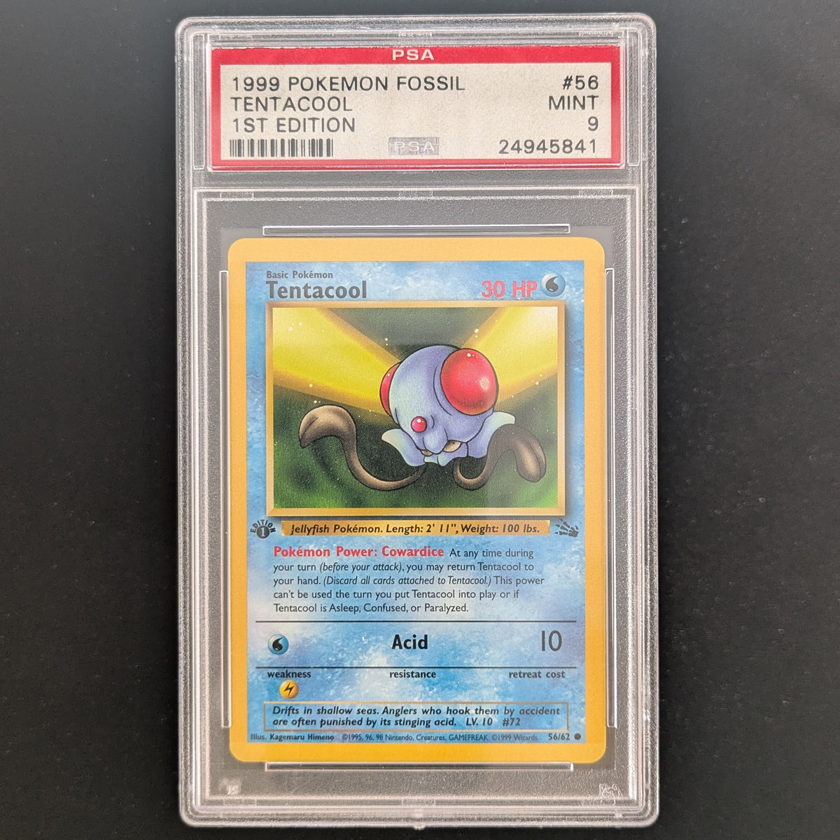 Tentacool (FO 56) - Fossil - English - PSA 9 - 1ST ED