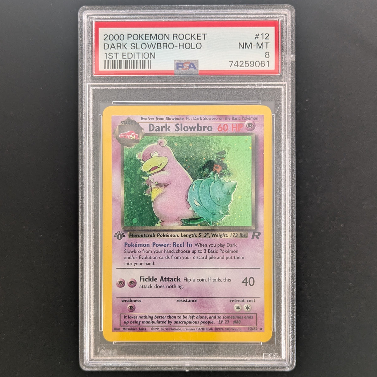Dark Slowbro (TR 12) - Team Rocket - English - PSA 8 - 1ST ED