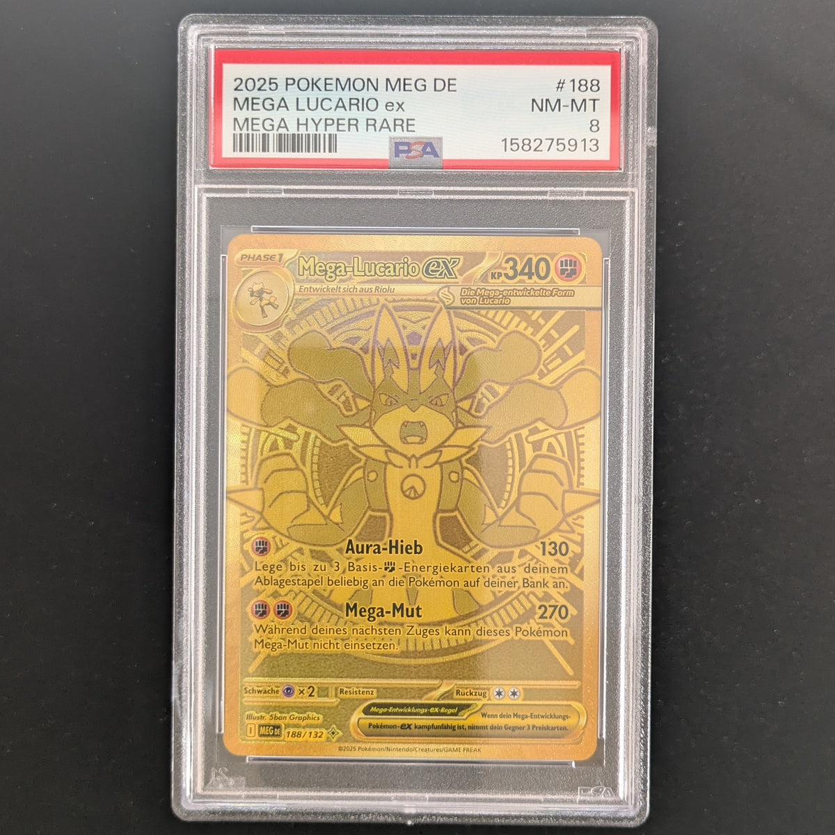 Mega Lucario ex (MEG 188) - Mega Evolution - German - PSA 8