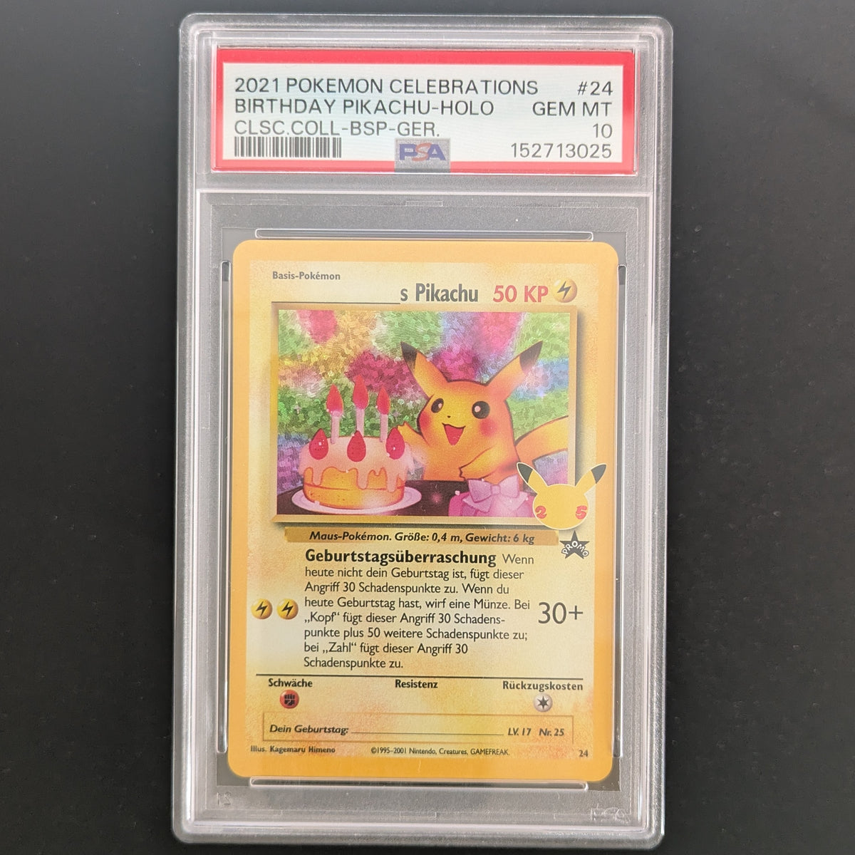 _____'s Pikachu (CEL WP 24) - Celebrations - German - PSA 10