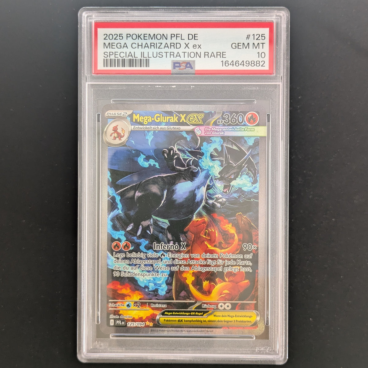 Mega Charizard X ex (PFL 125) - Phantasmal Flames - German - PSA 10