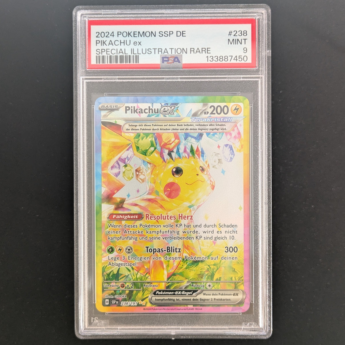 Pikachu ex (SSP 238) - Surging Sparks - German - PSA 9