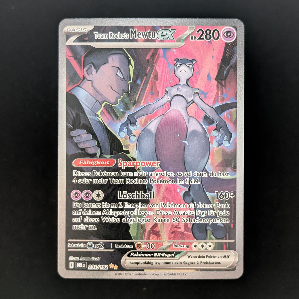 PTCG Singles - Team Rocket's Mewtwo ex (DRI 231) - Destined Rivals - German - NM - 