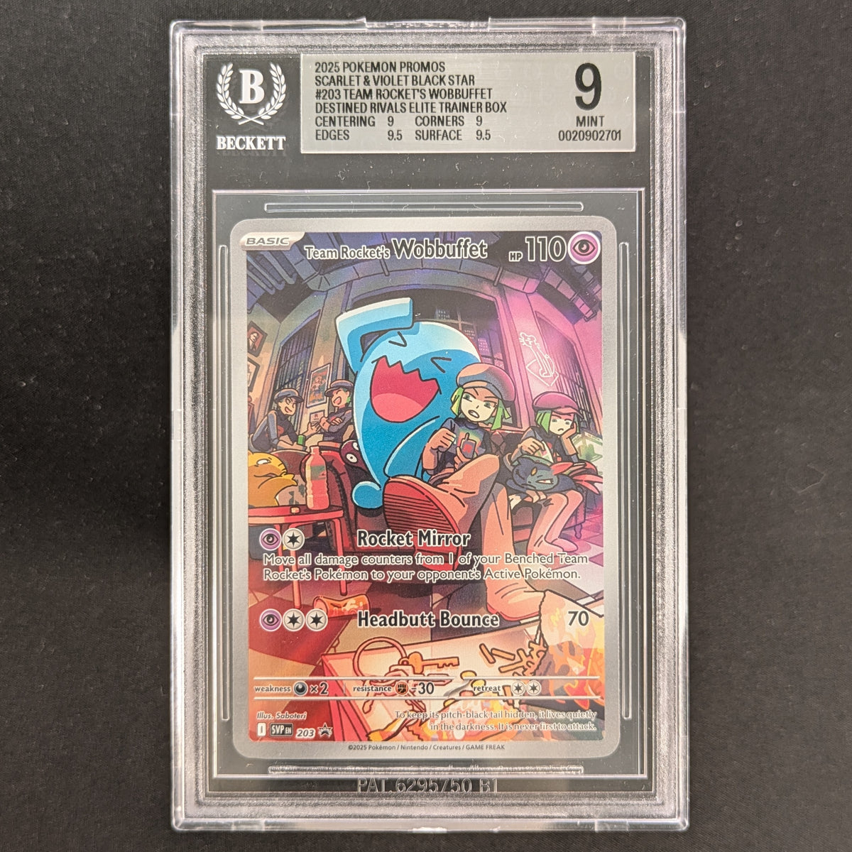 PTCG Singles - Team Rocket's Wobbuffet (SVP 203) - SV Black Star Promos - English - BGS 9 - 