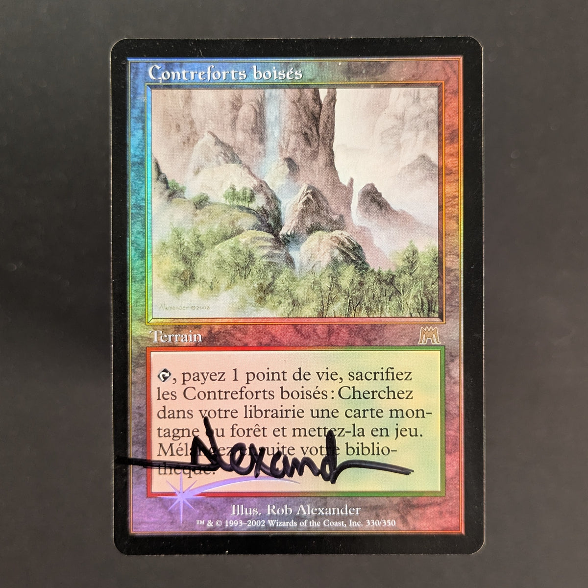 MTG Singles - [FOIL] Wooded Foothills - Onslaught - French - EX - SIGNED - 