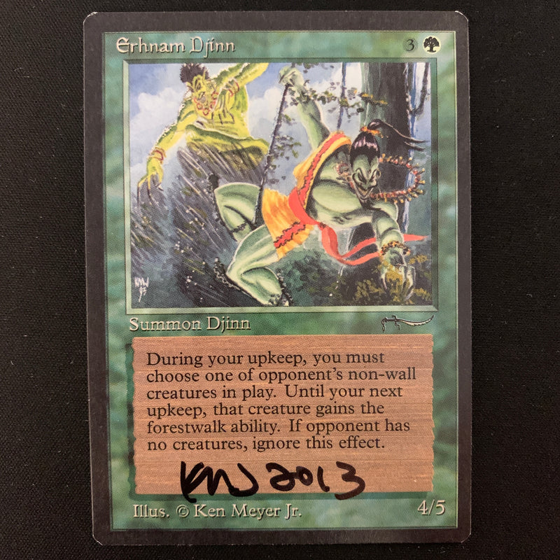 Magic the Gathering Erhnam Djinn - Arabian Nights NM - SIGNED - 23868