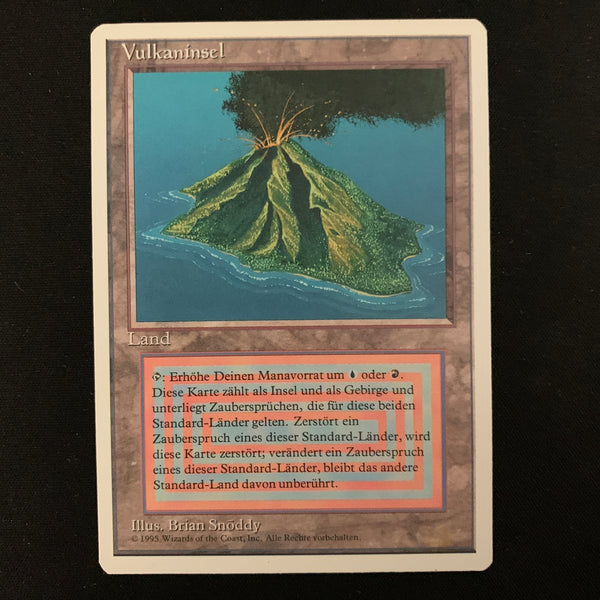 Magic the Gathering Volcanic Island - Foreign White Bordered - German GD - BENT - 24306